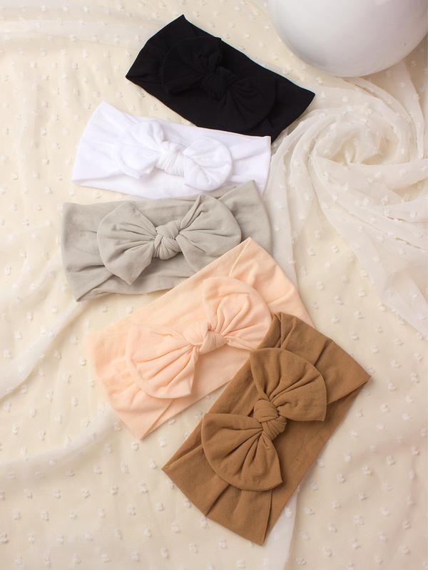 Baby's Solid Bow Decor Hair Band, Cute Plain Bowknot Design Hair Band, Newborn Infant Baby Hair Accessories 6