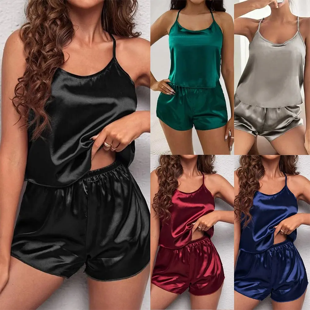 Bộ Áo Yếm Và Quần Đùi Nữ Cổ Chữ V, Sành Điệu Và Thoải Mái, Hoàn Hảo Cho Gia Đình Women Xám