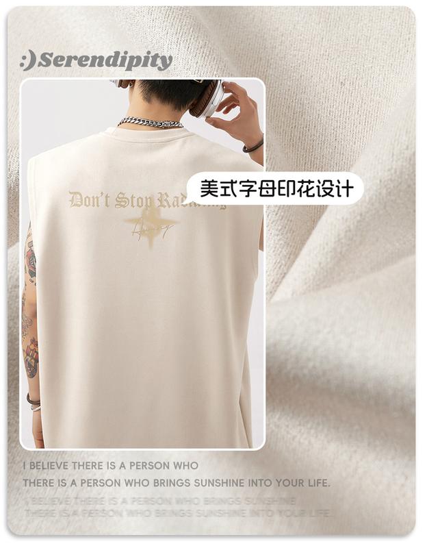Product Introduction of Lotin Suede Thin Sports Vest Men's 2024 Summer New Sleeveless T-shirt American Letter Printed Casual Waistcoat 5