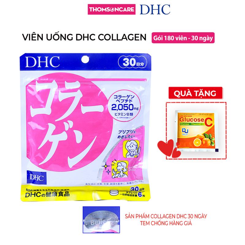 Viên uống DHC Collagen Nhật Bản - Bổ sung Colagen từ dầu cá, vitamin B cho người lão hóa da - Gói 180 viên 30 ngày (Tặng kẹo ngậm Glucose C)