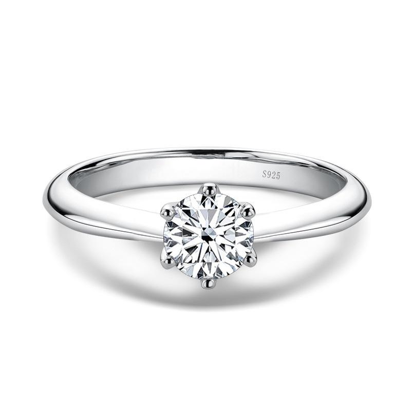 Elegant 925 Sterling Silver Moissanite Women's Ring with Classic Six-Claw Design3