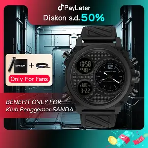 SANDA 3002 Jam Tangan Pria Bermerek Mewah Fashion Multifungsi Tampilan Ganda Olahraga Tahan Air Digital