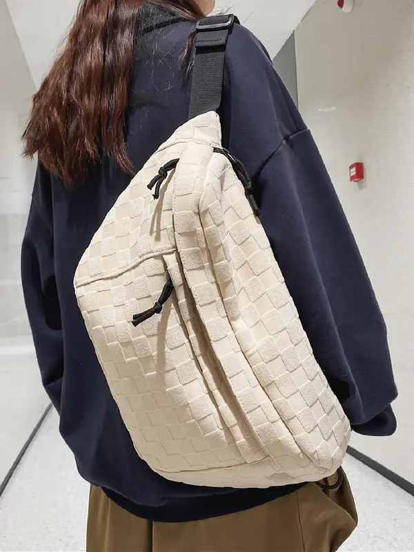Women's 2025 Summer Fashionable Plaid Pattern Zipper Belt Bag for Gift, Plain Large Capacity Summer Casual Commuter Versatile Fanny Packs, Simple All-match Bum Bag for Travel Back To School Essentials, Fall Outfits, Fall Freshness Fall 0
