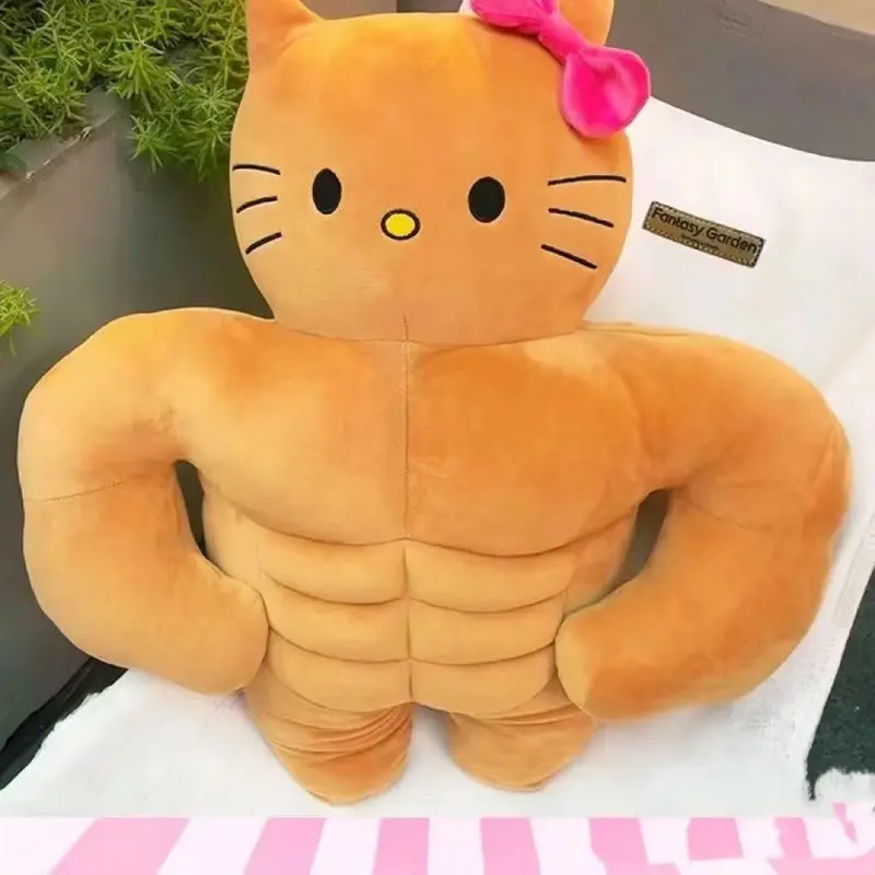 Cơ bắp vui nhộn Búp bê Hello Hellokitty Da đen Búp bê Hello Kitty Búp bê Hello Kitty Gối cho bé gái đang ngủ 2