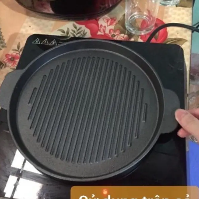 SIÊU RẺ- Chảo Gang Nướng Thịt,Chiên Bò Bít Tết Chống Dính Vân Sóng Chống Dính Cao Cấp 24CM chảo dầu 4