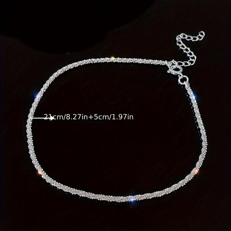 Lắc Chân Đơn Giản Và Thanh Lịch, Dành Cho Phụ Nữ, Thiết Kế Gợn Sóng Lấp Lánh, Dễ Phối Đồ Thích Hợp Cho Các Dịp Hàng Ngày Và Làm Quà Tặng, Hoàn Hảo Cho Ngày Của Mẹ, Phụ Kiện Tất Cả Các Mùa 4