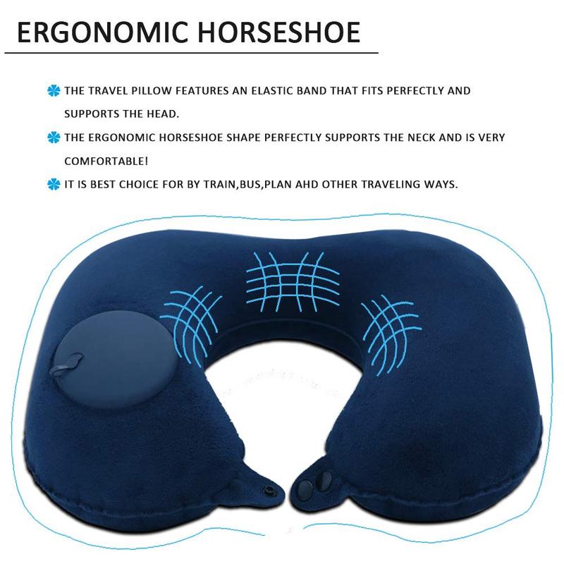 Ready Stock Press Type Neck Pillow Travel Press Type Automatic Inflatable Neck Pillow Travel Pillow Air Pillow Bantal 3