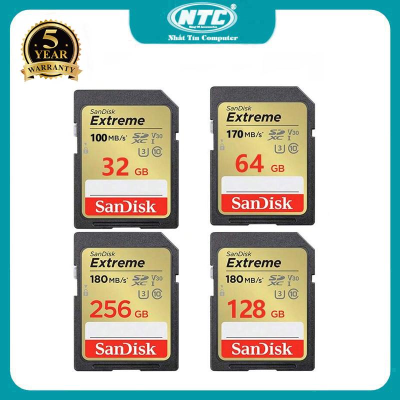 Thẻ nhớ Máy Ảnh SDXC SanDisk Extreme 32GB/ 64GB/ 128GB/ 256GB V30 UHS-I U3 4K 180MB/s (Vàng)