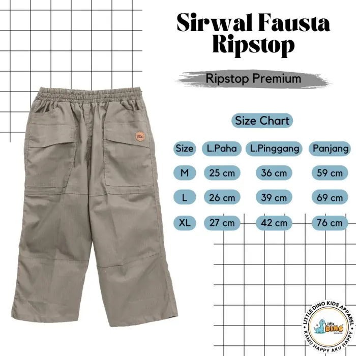 L➸Pa Celana Sirwal Fausta Ripstop Little Dino Anak/Remaja Laki-Laki 7-15 Th N㊚3R