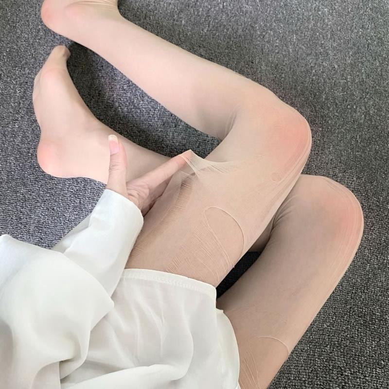 Comorta Fashion Summer Disposable Socks Elastic Slim Perforated Pantyhose Above Knee Sexy Thigh High Stockings 6