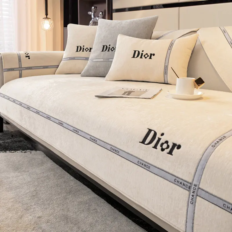 High-Grade Chenille Sofa Cushion Four Seasons Universal Non-Slip Cushion Light Luxury Leather Sofa Cover Backrest Towel Cover Cloth