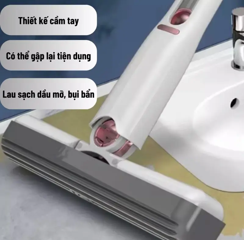 Cây Lau Chùi Tự Vắt Mini Tiện Lợi, Cây Lau Kính Ô Tô, Lau Bàn, Vệ Sinh Nhà Bếp, Phòng tắm, Sach Bóng, Không Vết Mờ Làm Sạch 3