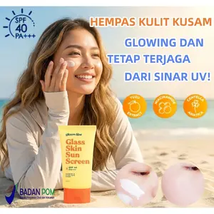 Gloow&be Glass Skin Sunscreen SPF 40 PA+++ Tipe Kulit Kombinasi — | Mencerahkan warna kulit | Menciptakan hasil akhir bercahaya | Tekstur ringan | Tidak menyebabkan iritasi | Perlindungan matahari | Cocok untuk semua jenis kulit