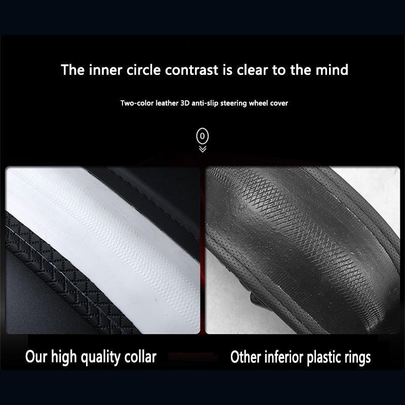 Product Introduction of 38CM/Hyundai Elantra Grand Starex Santa Fe Sonata Tucson Matrix Accent color matching breathable and anti-slip high-end steering wheel cover suitable for all seasons 2