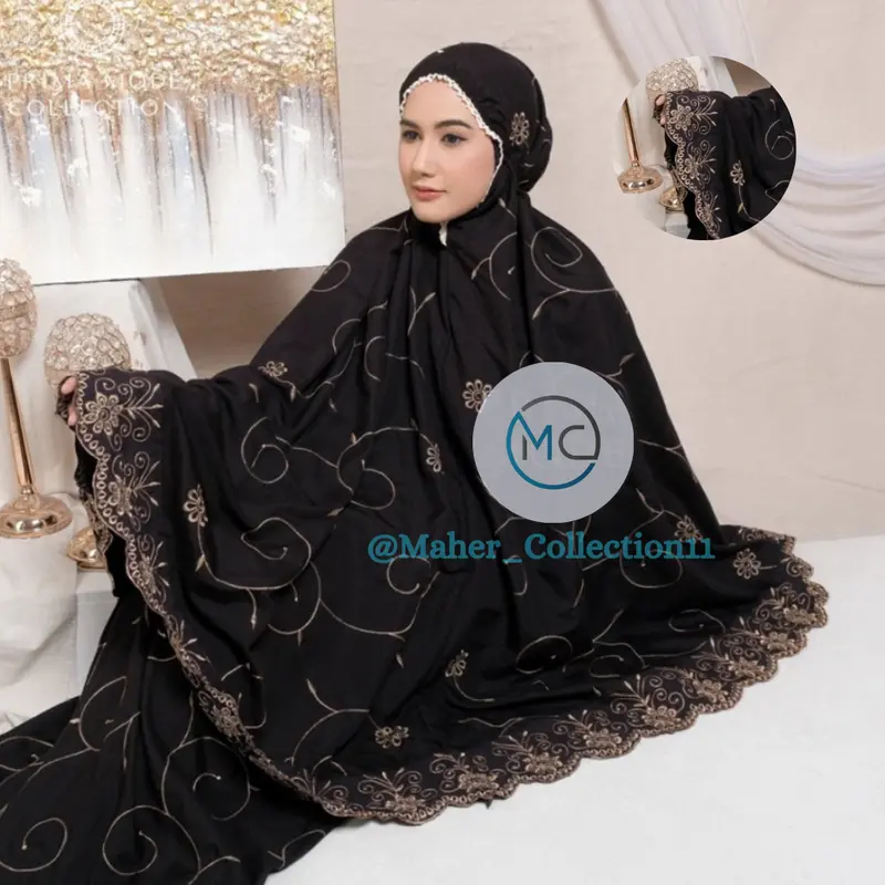 Mukena Gracella Dewasa Bunga Teratai Full Bordir Mewah Free Tas 1