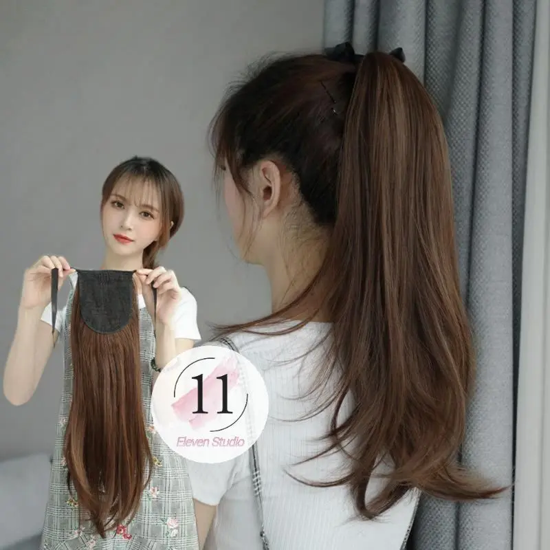 Hair Clip Ponytail Tali Lurus Natural 45cm/55cm Black Brown Coklat 0