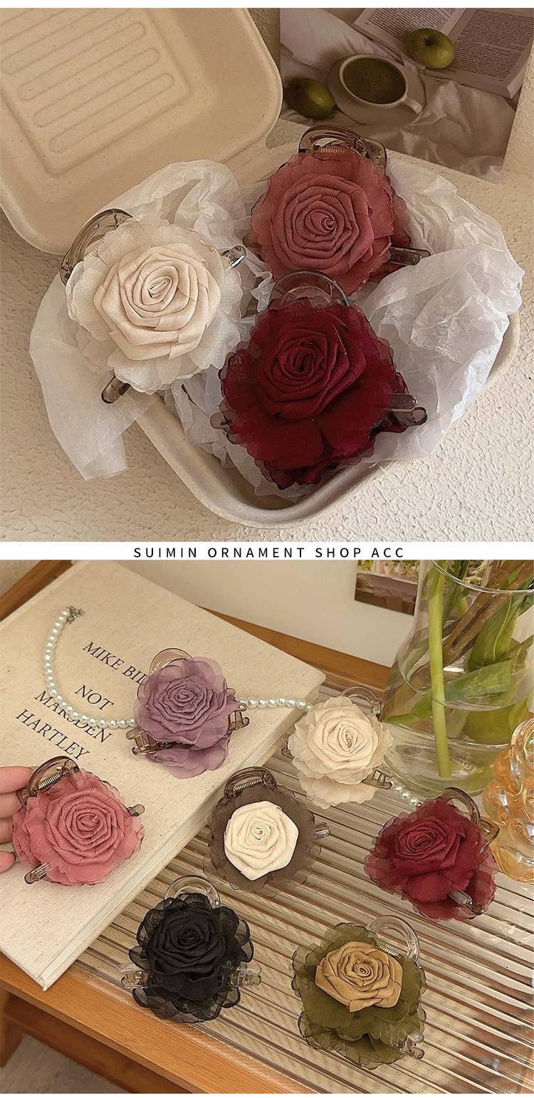 Product Introduction of Barrette Retro French Rose hair for young Fashionable Chinese style Elegant and sweet embellished hair brand new shark style Korea's hair clip. 2
