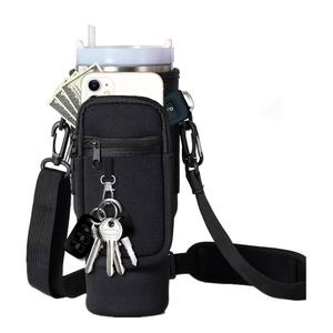 Bolsa portavasos sin vaso, 1/2 unidades Bolsa para botella de agua portátil con mosquetón y correa, perfecta para deportes al aire libre, senderismo y campamento