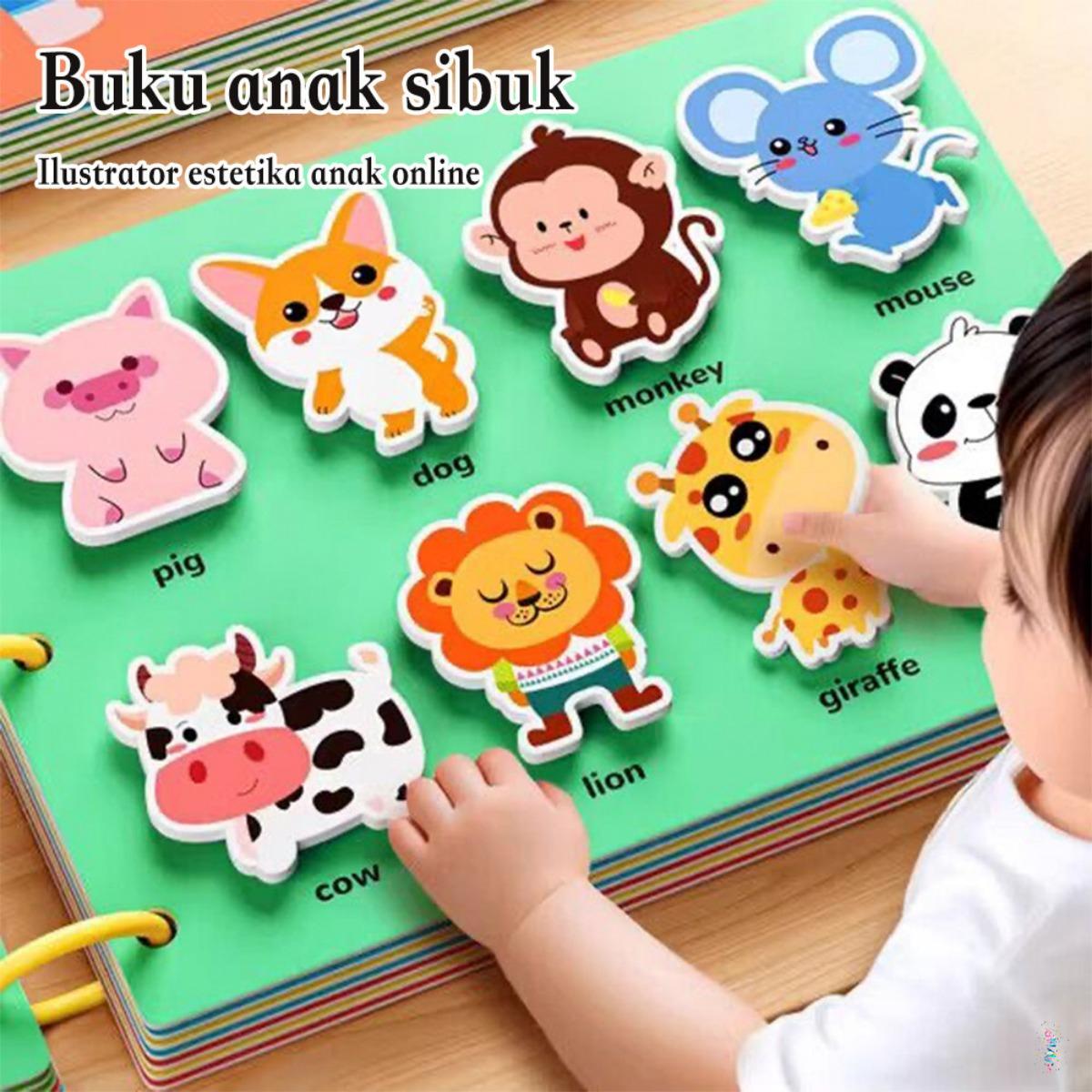 Buku Aktivitas Montessori Interaktif: Permainan Sensorik & Motorik, Pemilihan Bayi, Edukasi Dini, Mainan Pembelajaran Bayi, Buku Kain Anak