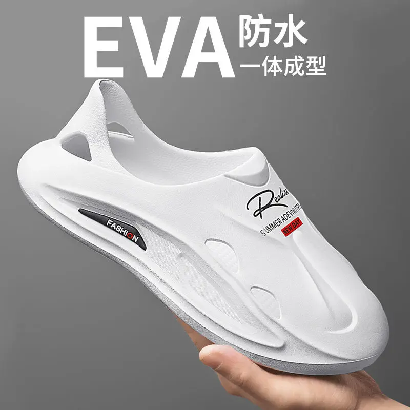 Summer New Toe Box for Outdoors Slip-on Sandals Men's Personality Trendy Non-Slip Wear-Resistant Casual Soft Bottom Hole Shoes