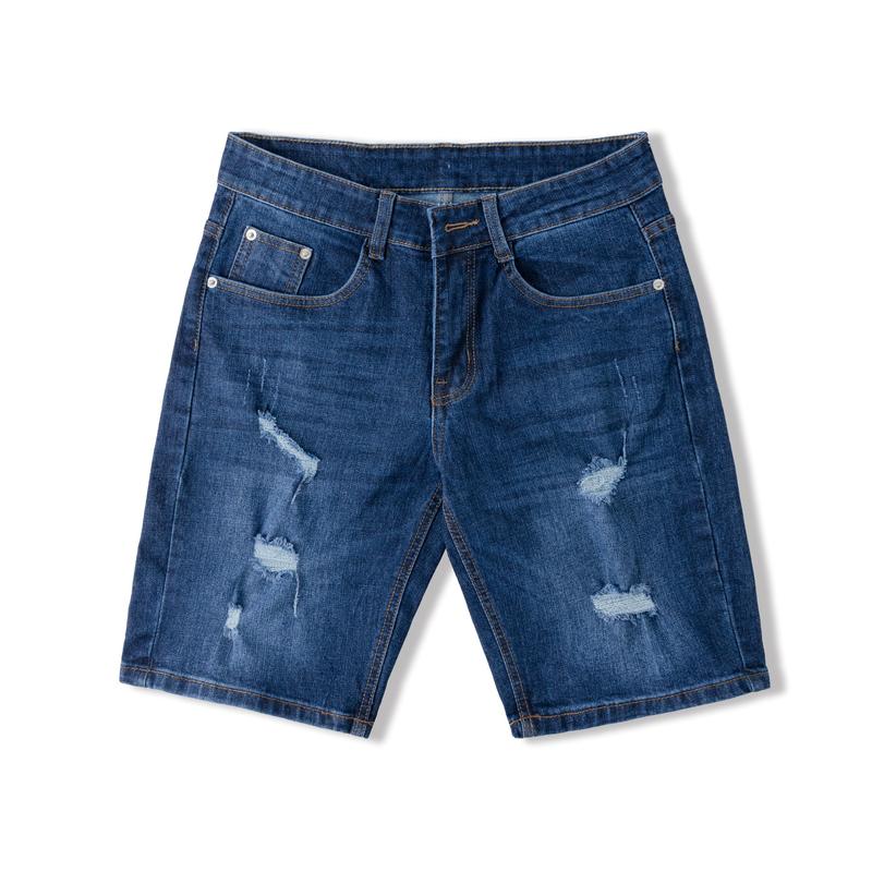 Quần short jean nam RÁCH XANH ĐẬM VỪA 09 vải cotton Có Túi Menswear Pants