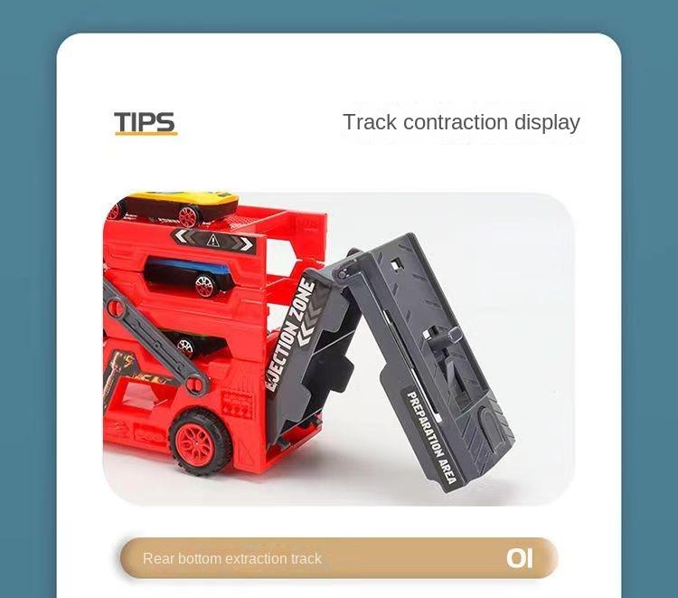 Product Introduction of Children's toy folding deformation transporter catapult alloy car engineering car police car baby boy toy car 7