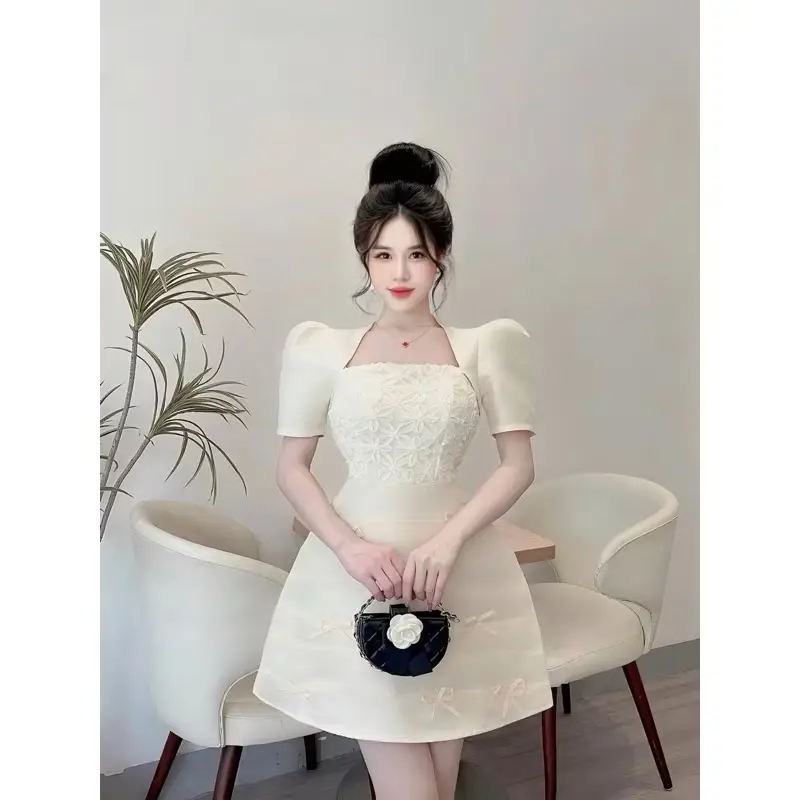 Đầm thiết kế tay bồng phối ren xinh 3 màu 6