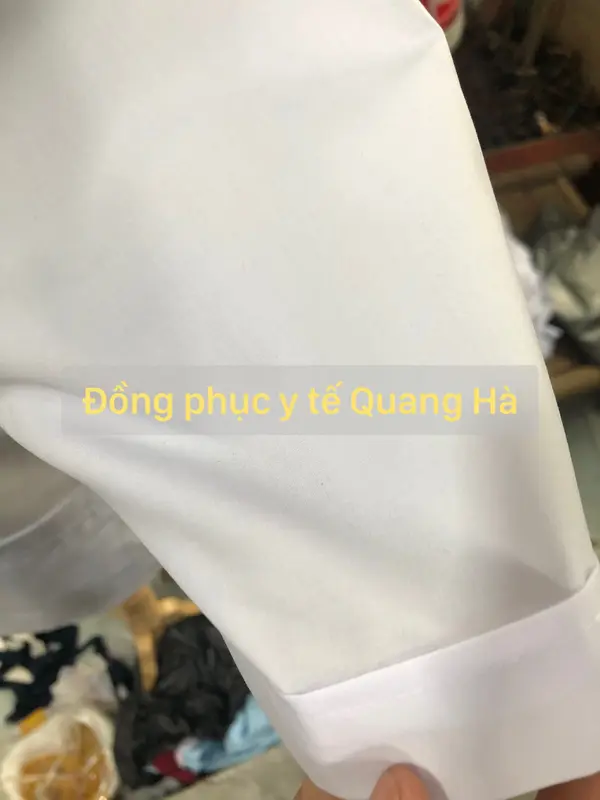 Áo Blue, Blouse trắng Dáng Ngắn Ngang Đùi Nam Nữ  Cộc Tay vải lon nhật - Dành Cho Y Tá, Dược Sĩ, Điều Dưỡng 4