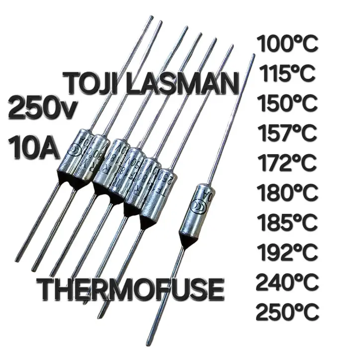 ( THERMOFUSE )   10A 250v TF C THERMAL FUSE HEATING ELEMENT PIUS STRIKA GOSOKAN MAGIC COM CUT OFF TERMOFUSE PEMANAS DINAMO  SEKRING KANAL GALVALUM TERMAL METAL BESI SUHU C TF PEMUTUS  10A250v derajat rice cooker seterika TEMPU01 TF250 TF180 TF185 TF172 C 1