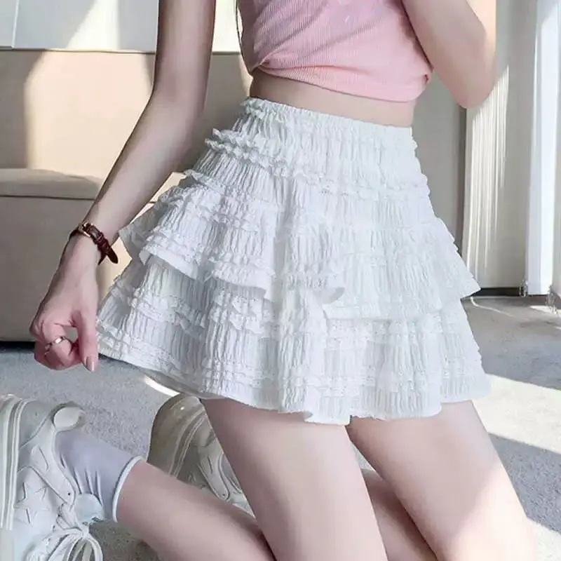 Váy Bánh Ngọt, Ren Xếp Nhún Váy Áo, Váy Chữ A, Váy Cô Gái Nóng Bỏng,chân váy phồng，chân váy ren