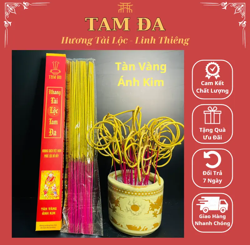 Combo 3 hộp hương TÀN VÀNG ÁNH KIM Cuộn Tàn số 6 Tam Đa  - 80 nén/1 hộp 2