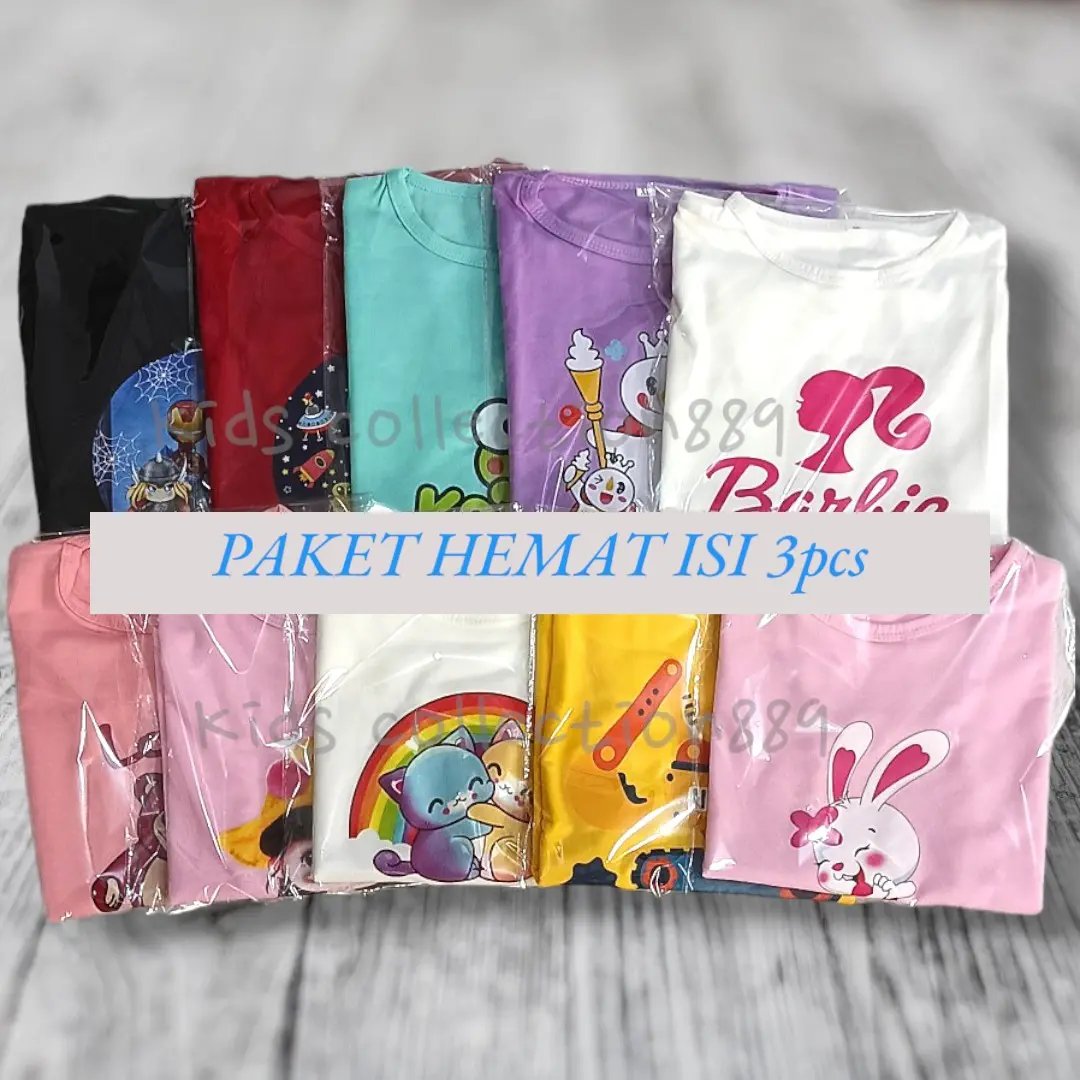 paket hemat kaos anak 3pcs hanya 35ribu random Baju