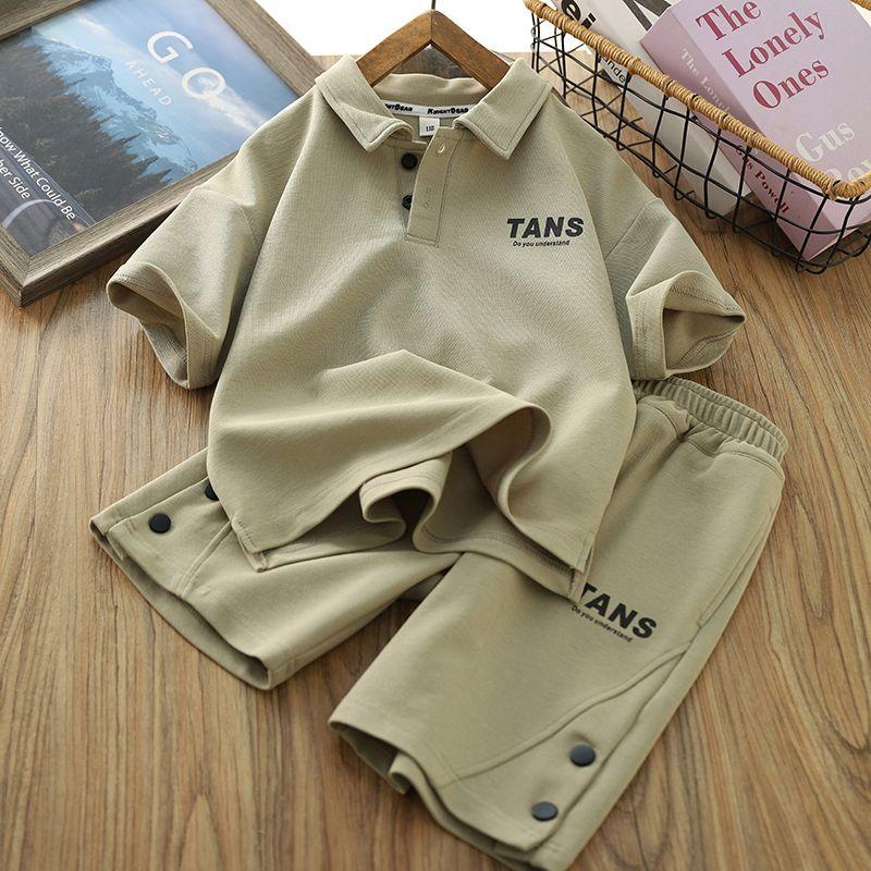 Bộ Đồ ngắn Tay Cho Bé Trai, Mỏng Và Ngầu Hợp Xu hướng, Áo Polo Và Quần Đùi, Thích Hợp Cho Mùa Hè, Phong Cách, Cỡ Lớn, Thích Hợp Cho Trẻ Em, Thể Thao Và Thường Ngày, Bộ Hai Mảnh 0