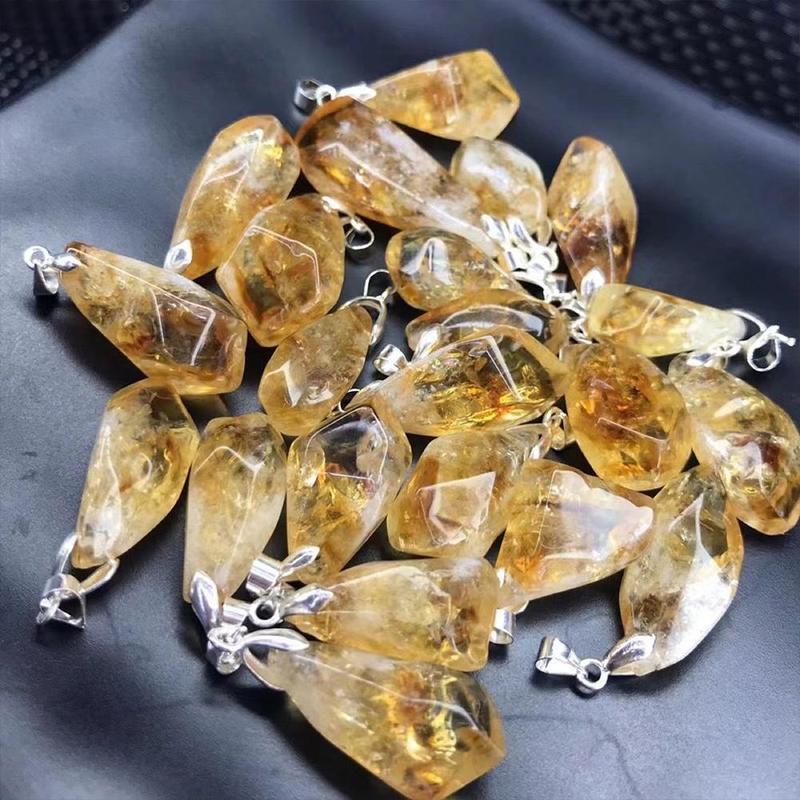 Product Introduction of Mặt Dây Chuyền Tháp Màu Vàng, Đá Thô Citrine, Đá Thô Bất Đối Xứng F0Y0 21