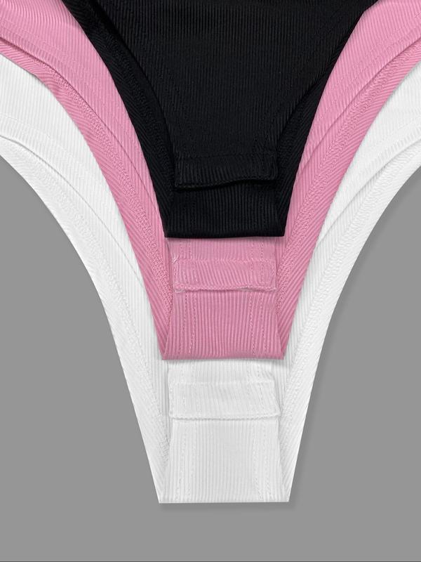 Women's Solid Color Ribbed Bodysuit, Casual Basic Short Sleeve One-piece Bodysuit for Summer, Ladies Clothes for Daily Wear 4