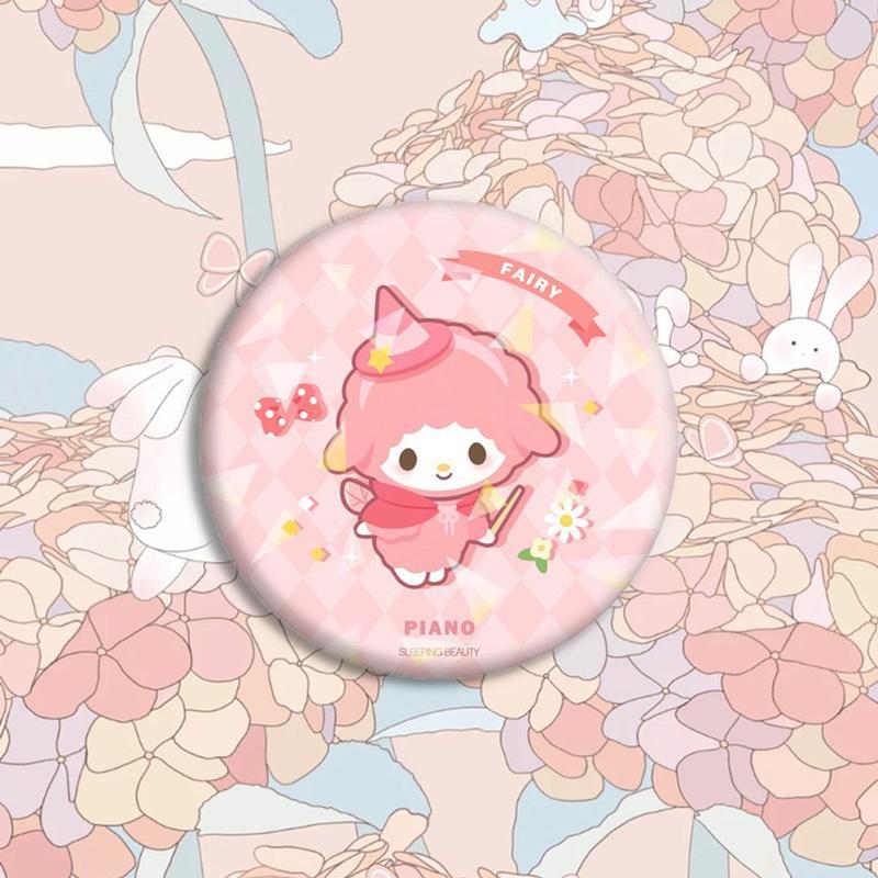 Huy hiệu hologram lấp lánh cài áo cài túi xách hình tròn mạ thiếc hoạt hình Sanrio Kuromi Melody Cinnamoroll Kitty 2