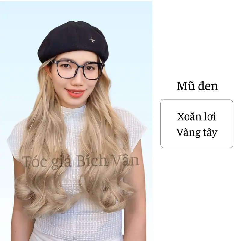 Tóc giả có mũ đội thời trang Bích Vân , mũ nồi tóc giả Hàn Quốc 5