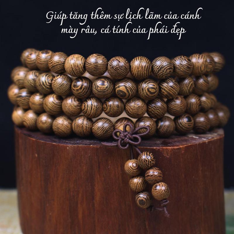 Vòng Tay Chuỗi Hạt Vân Gỗ 108 Hạt Bóng Bẩy Mịn Màng Mang Vẻ Đẹp Sang Trọng Của Dòng Gỗ Hoàng Tộc Và Giá Trị Thời Trang Đeo Tay Phụ Kiện