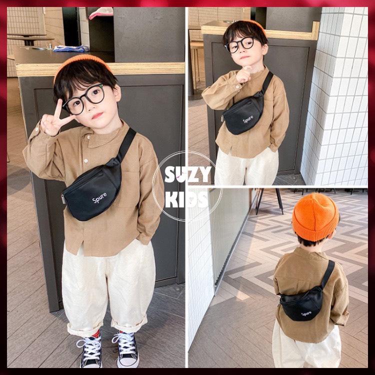 Túi Đeo Chéo Cho Bé Trai Túi Bao Tử Trẻ Em Phong Cách Hàn Quốc Chất Da PU siêu êm mềm TX07