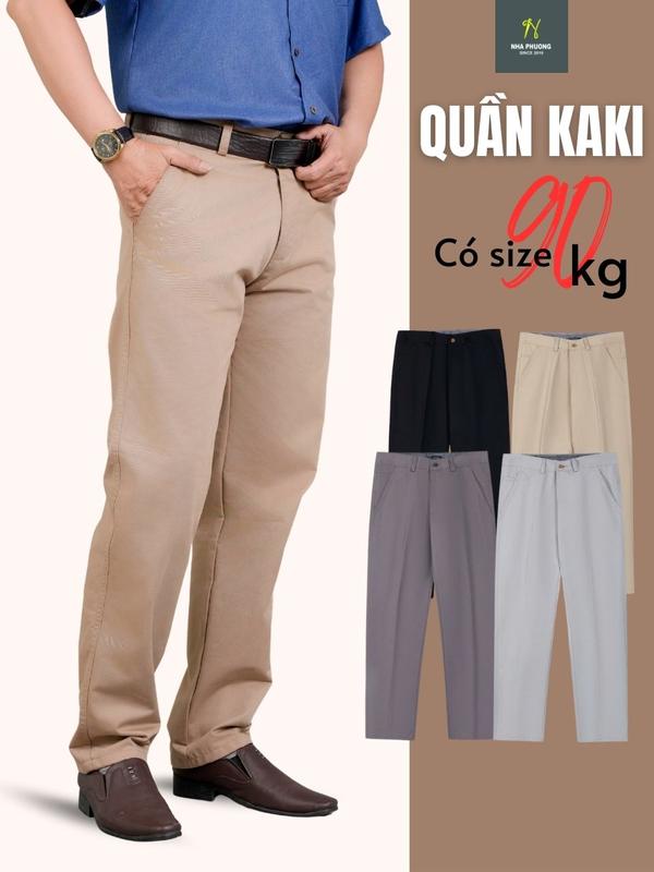 Quần kaki nam trung niên ống suông THÁI KHANG vải cotton dày mềm mặc thoải mái form rộng QUAN04 Menswear