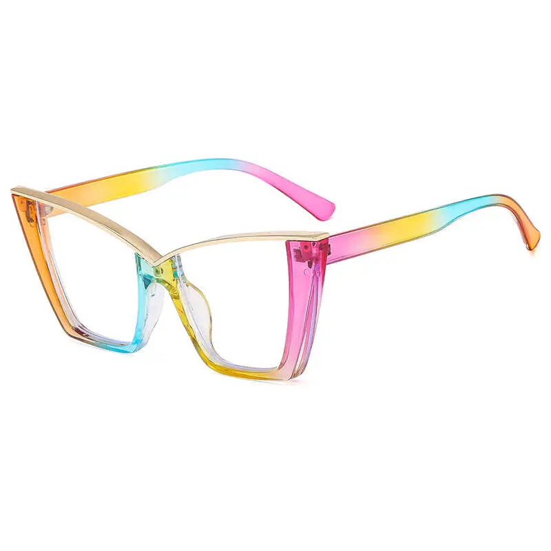 Fashion Triangle Cat Eye Flat Mirror Anti Blue Light 2024 New Instagram Red Trendy Eyeglass Frame