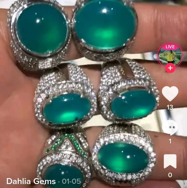 Bacan Doko keistal bodyglash dengan ring perak hndmade mewah di taburi mikro seting zirkon pilihan super cantik 1