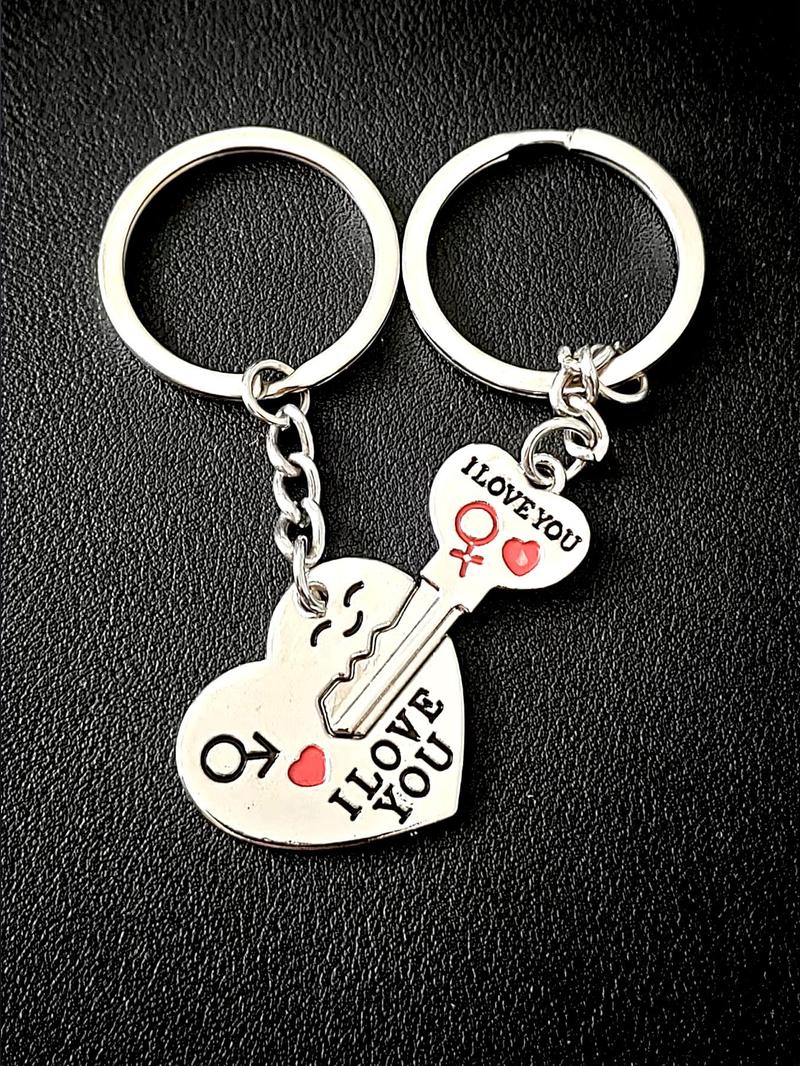 Product Introduction of Cute Letter Pattern Lock & Key Design Keychains for Women & Men, Fashion Accessories for Daily Use, Trendy Exquisite Keychains for Birthday Gift 4