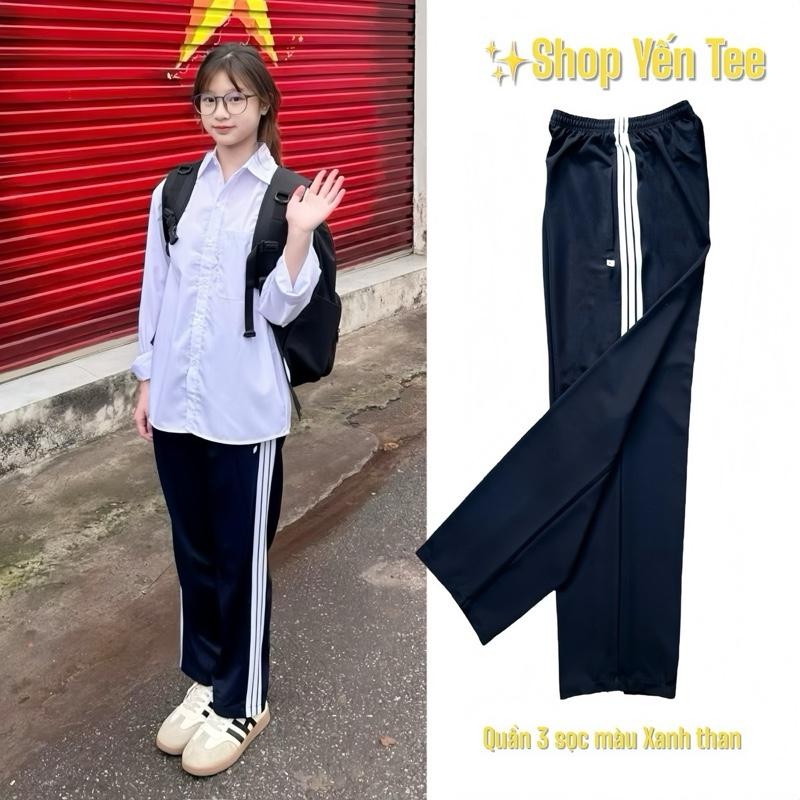 ( 35kg- 80kg ) Quần 3 sọc đồng phục nam nữ màu xanh than , học sinh cấp 2 cấp 3 , mặc đi học Yến Tee #1004