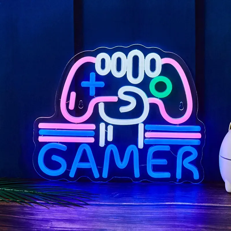 Game Controller Shaped Neon Sign, USB Powered Neon Light, Novelty Lighting for Gaming Room Game Zone Decoration, Home Decor 0