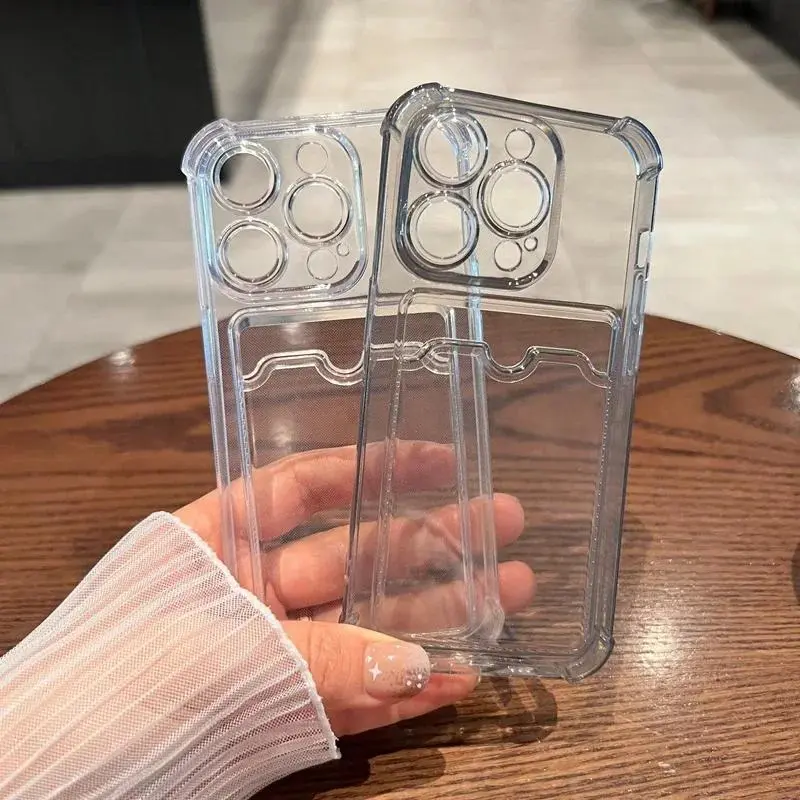 Sarung Telefon Beg Kad Lembut, Reka Bentuk Mewah, Serasi dengan iPhone 15, 14, 13, 12, 11, Pro Max, 12 Mini, X, XR, XS Max, XR, 6, 6S, 7, 8 Plus, Penutup Bumper Lutsinar