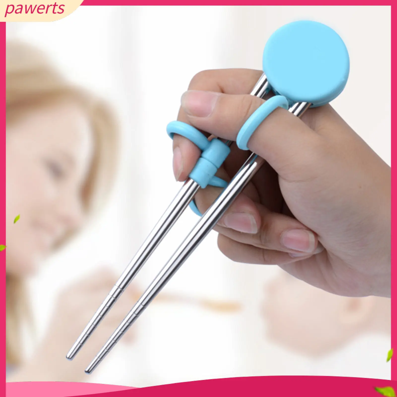 <Pawerts> Training Chopsticks Detachable Correcting Cutlery Reusable Stainless Steel Training Chopsticks Helper for Noodles