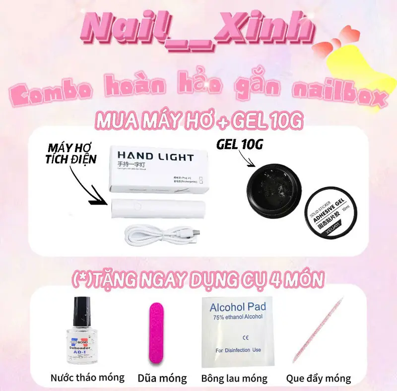 COMBO MÁY HƠ TÍCH ĐIỆN NAIL__XINH TẶNG KÈM,DŨA BÔNG LAU MÓNG,QUE ĐẨY MÓNG,BÁO HÀNH 1 ĐỔI 1 TRONG 1 THÁNG may  mainail keo  dán 8