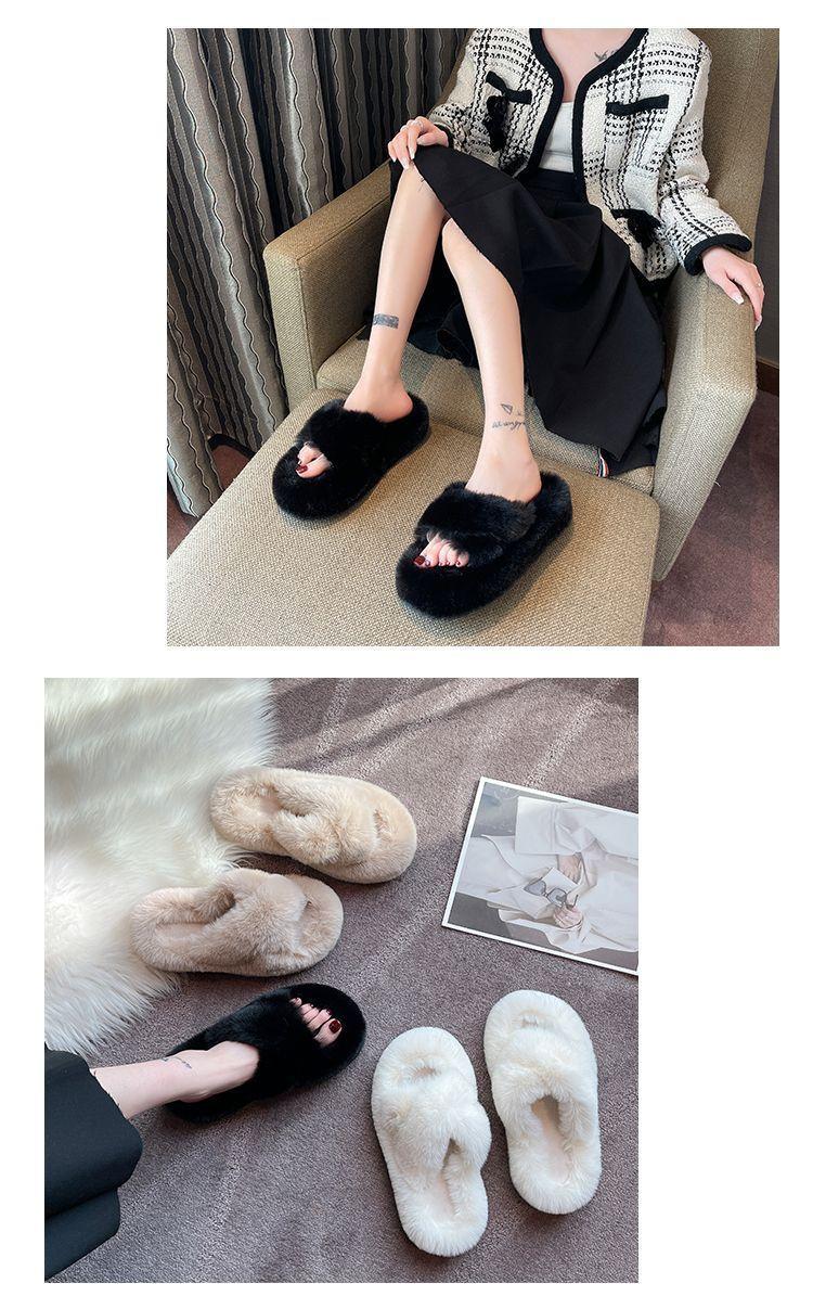 Product Introduction of Dép Lông Mịn, Đế Dày, Thắt Lưng Chéo, Nữ, Thích Hợp Cho Mùa Thu Và Mùa Đông, Có Thể Mặc Ngoài Trời, Đế Mềm, Dép Bông Gia Dụng, Hàng Mới Về 2024 Dép Lê Women DéP Slipper 16