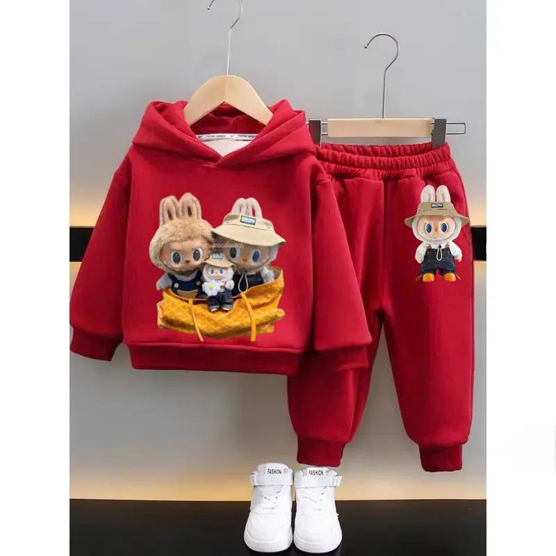 Bộ nỉ tàu trần bông cho bé trai bé gái,in hình labubu 5D dễ thương size từ 6-30kg 1